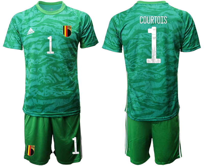 Men 2021 European Cup Belgium green goalkeeper #1 Soccer Jerseys1->belgium jersey->Soccer Country Jersey